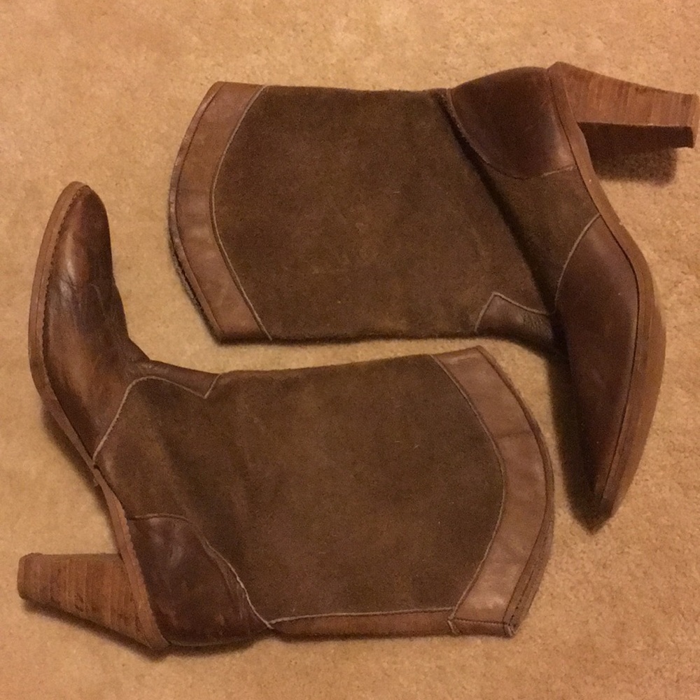 Vintage 3” Stacked Wooden Heel Suede Boots size 11